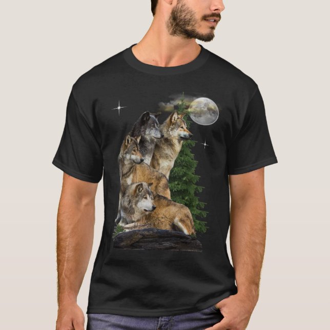 T-shirt loup et lune (Devant)