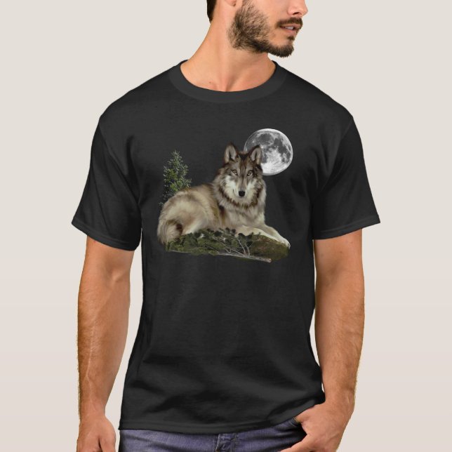 T-shirt loup et lune (Devant)
