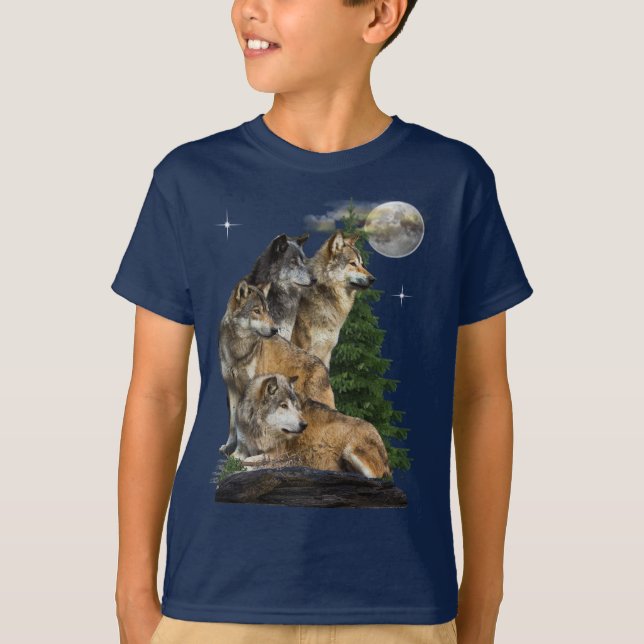 T-shirt Loup et lune (Devant)