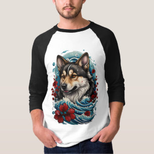 T-shirt Loup et vagues