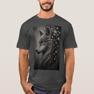 T-shirt Loup Éternel Loup Abstrait en Micro Mosaïque 3D