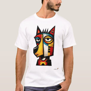 T-shirt Loup Expressionniste Abstrait Art Géométrique Mode