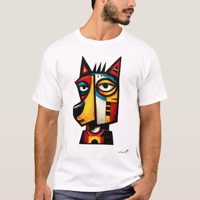 T-shirt Loup Expressionniste Abstrait Art Géométrique Mode (Devant)