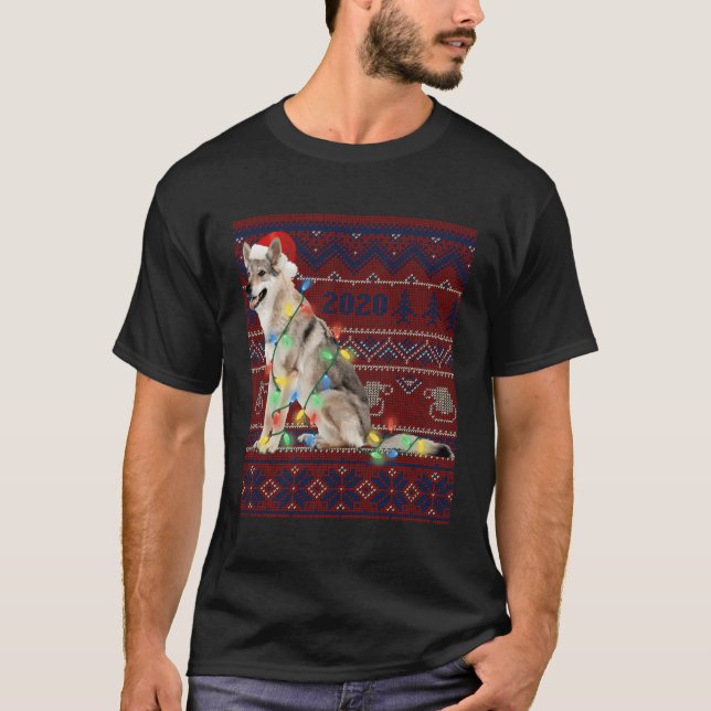 T-shirt Loup feux de Noël Doux moche chèvre Lover cadeau (Devant)
