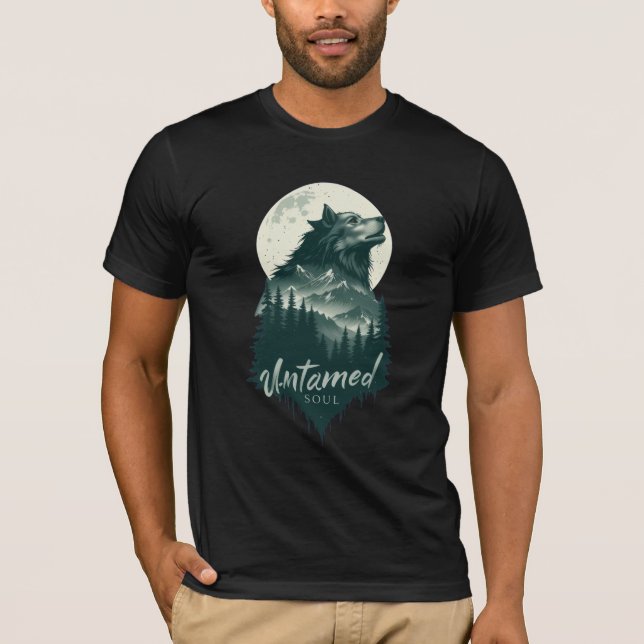 T-Shirt Loup Forêt Lune Âme Indomptée (Devant)