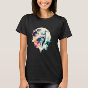 T-shirt Loup Forêt Lune Vintage Cosmique Hurlement Amant d