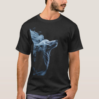 T-Shirt Loup Fumée Bleue | Graphisme de Loup Mysti