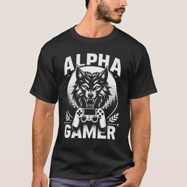 T-shirt Loup Gamer Alpha - Jeu Dominant (Devant)
