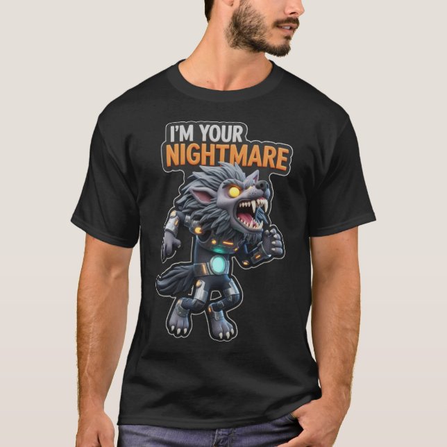 T-shirt Loup-garou blindé stylisé avec une expression féro (Devant)