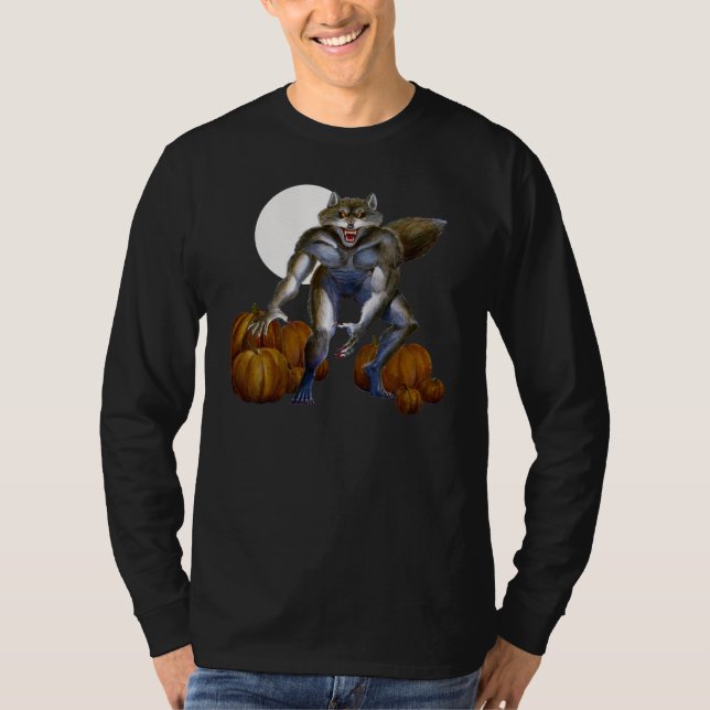 T-shirt Loup-garou dans la correction de citrouille (Devant)