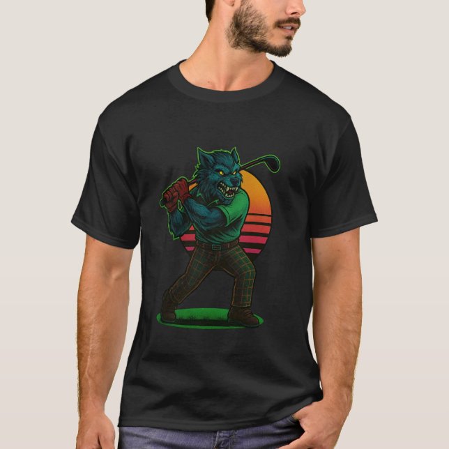 T-shirt Loup-garou de golf pour Halloween (Devant)