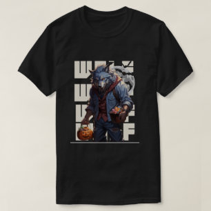 T-shirt Loup-garou d'Halloween tenant le citrouille avec d