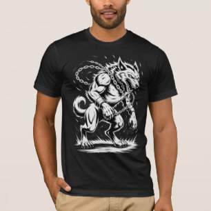 T-shirt Loup-garou enchaîné Art Vintage Horreur Bête