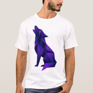 T-shirt Loup Géométrique de Style Origami Moderne Animal