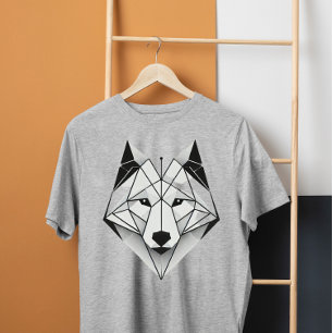 T-shirt loup géométrique moderne