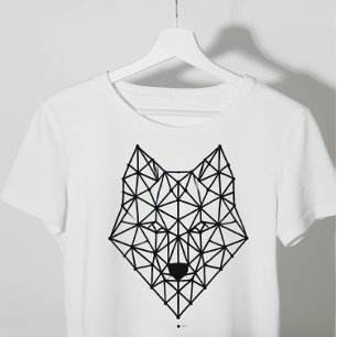 T-shirt loup géométrique noir