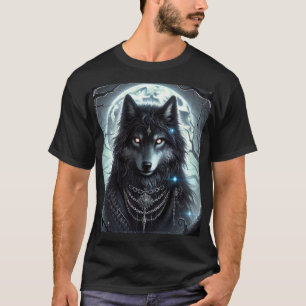 T-shirt Loup gothique   Pleine lune   Imaginaire sombre