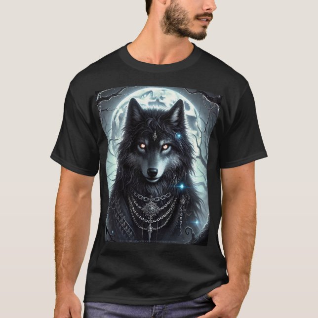 T-shirt Loup gothique | Pleine lune | Imaginaire sombre (Devant)
