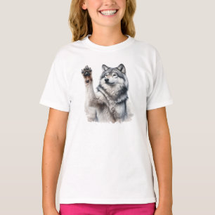 T-shirt Loup gris artistique en aquarelle