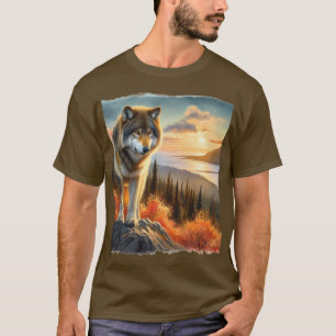 T-shirt Loup Gris d'Alaska Hommes Saison Automnale
