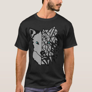 T-shirt Loup gris géométrique