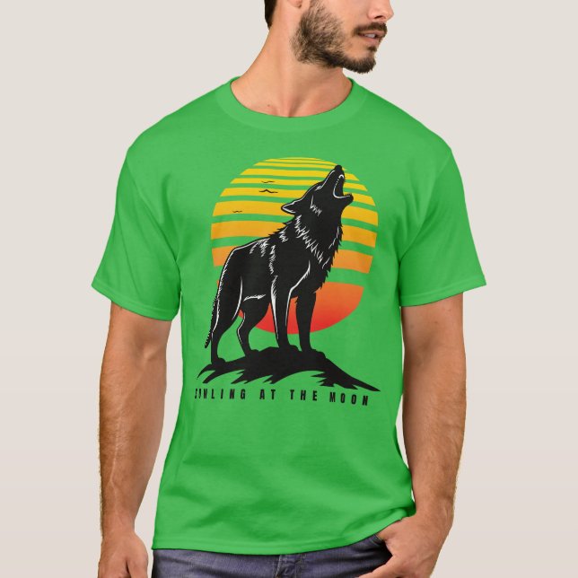 T-shirt Loup hurlant à la lune (Devant)
