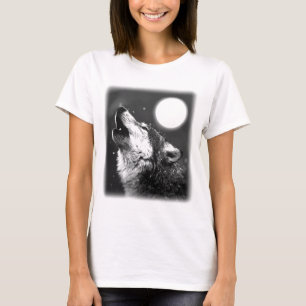 T-shirt Loup hurlant à la lune