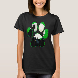 T-shirt Loup hurlant à la lune Chien vert Paw Halloween
