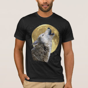 T-shirt Loup hurlant à la lune dans la réserve faunique hi