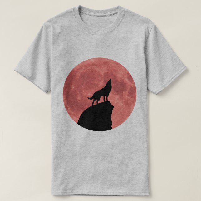 T-shirt Loup hurlant à la lune de sang (Design devant)