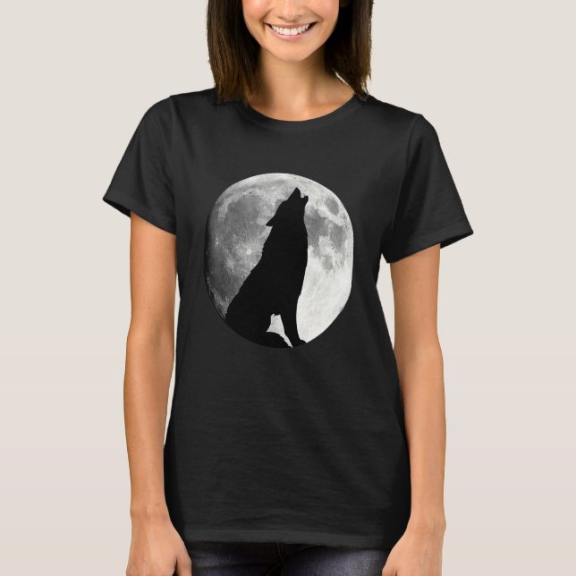 T-shirt Loup hurlant à la lune loup (Devant)