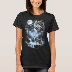 T-shirt Loup hurlant à la lune Rétro 90