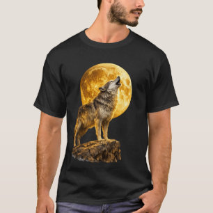 T-shirt Loup hurlant à la Lune – T sombre de la nature sau