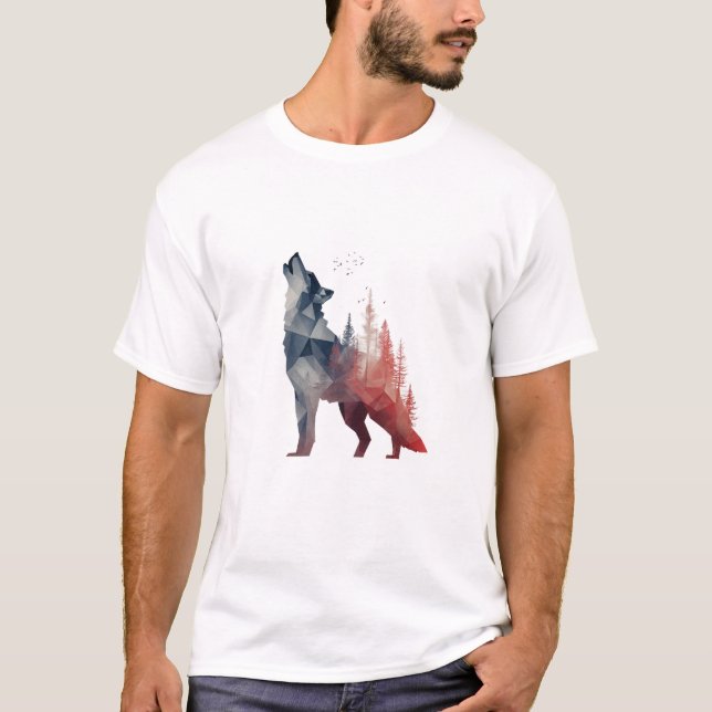 T-shirt Loup hurlant – Art forestier à double exposition (Devant)