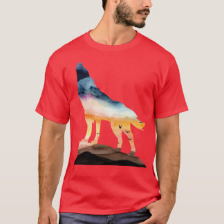 T-shirt Loup hurlant couchant animal sauvage