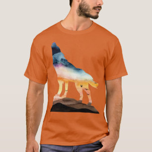 T-shirt Loup hurlant couchant animal sauvage