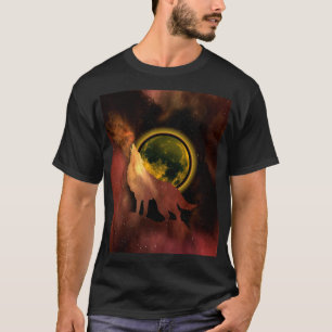T-SHIRT LOUP HURLANT DANS LA GALAXIE LUNAIRE DE L'ESPACE