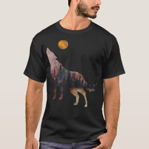 T-shirt Loup hurlant dans la lune Ciel Loup Vikings Wild L