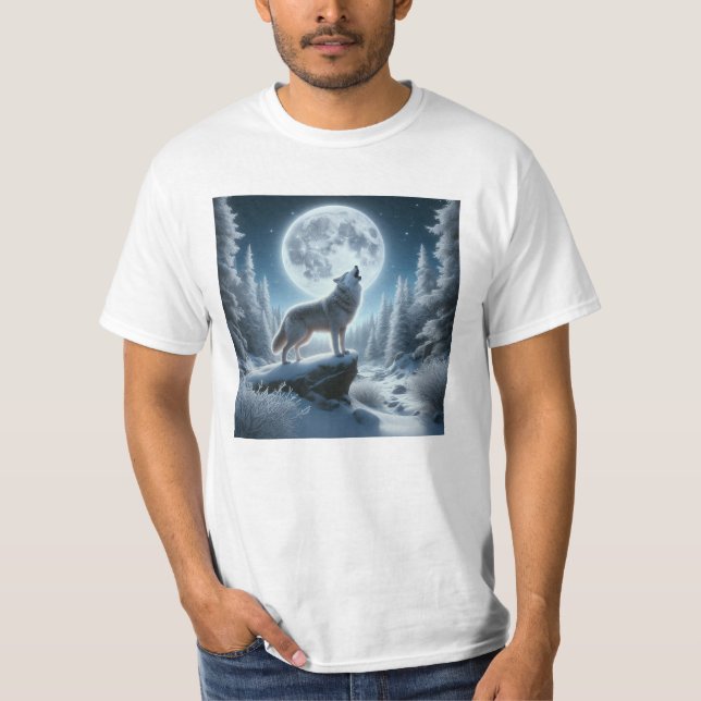T-shirt Loup hurlant en hiver (Devant)