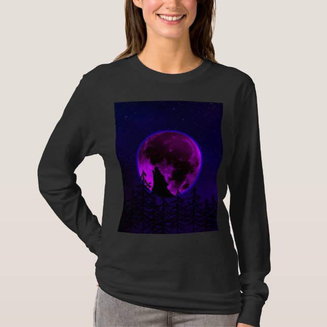 T-Shirt LOUP HURLANT LUNE MAGENTA (Devant)