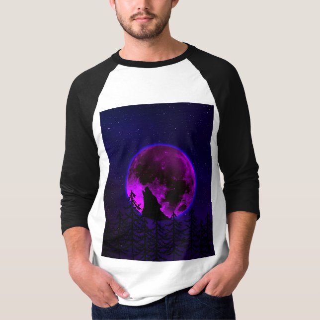 T-Shirt LOUP HURLANT LUNE MAGENTA (Devant)