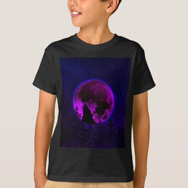 T-Shirt LOUP HURLANT LUNE MAGENTA (Devant)