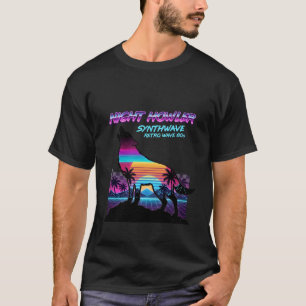 T-shirt Loup hurlant néon Rétro 80 Vaporwave Palmiers