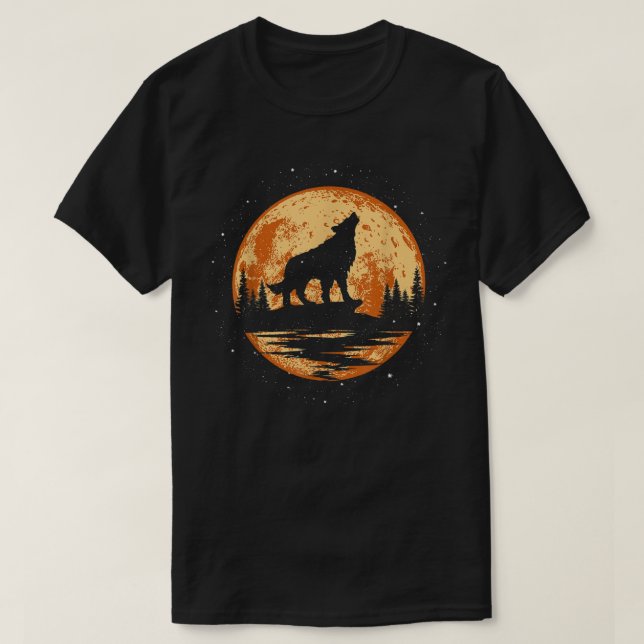 T-shirt Loup hurlant pour hommes femmes enfants drôle anim (Design devant)