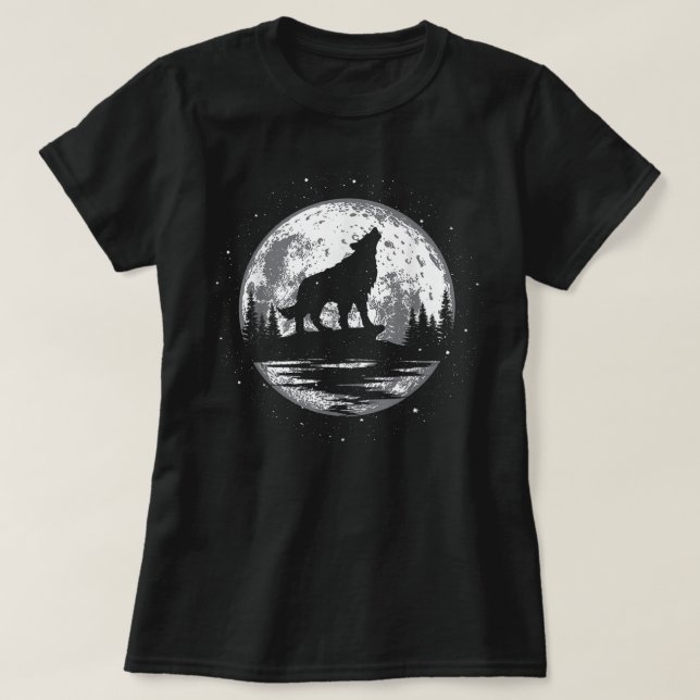 T-shirt Loup hurlant pour hommes femmes enfants drôle anim (Design devant)