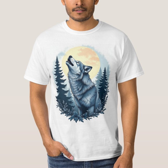 T-shirt Loup hurlant sous le clair de lune (Devant)