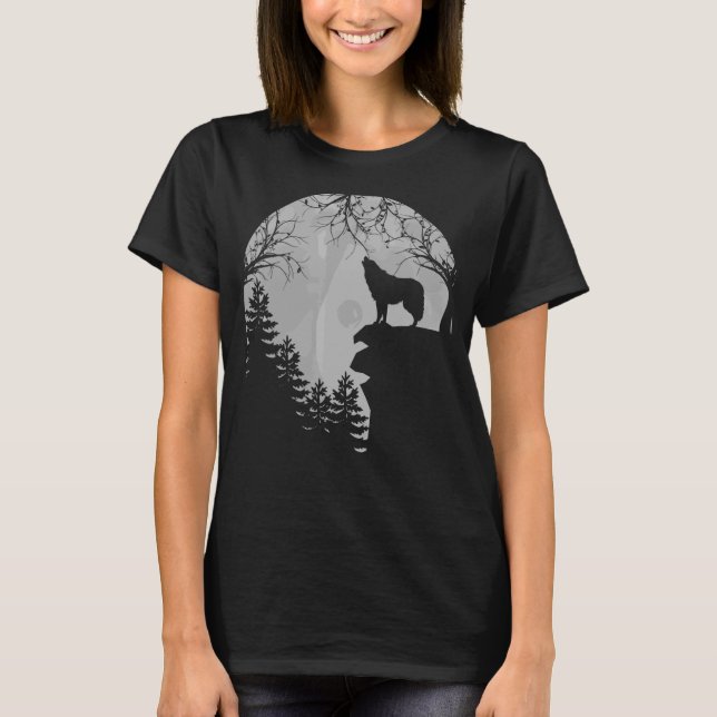 T-shirt Loup hurlant Sur La Lune (Devant)
