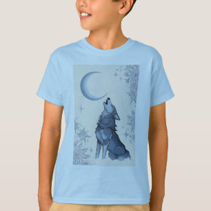 T-shirt loup hurlant sur la lune