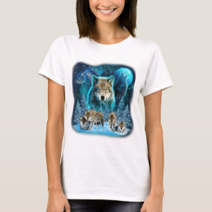 T-shirt Loup hurlant Sur La Lune Loups Animaux sauvages Lo