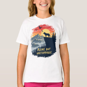 T-shirt Loup hurlant Sur La Lune, Seul Mais Inarrêtable